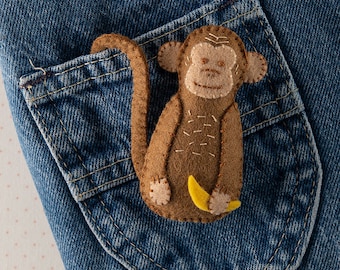 PDF Felt Ornament Pattern, Monkey Pattern, Hand Sewing, Felt Craft, DIY Handmade Gift