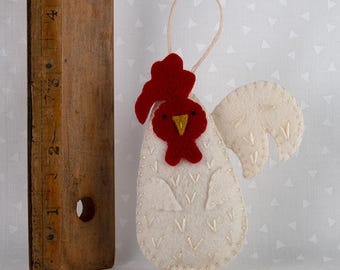 PDF Felt Ornament Pattern, Rooster Pattern, Hand Sewing, Felt Craft, DIY Handmade Gift