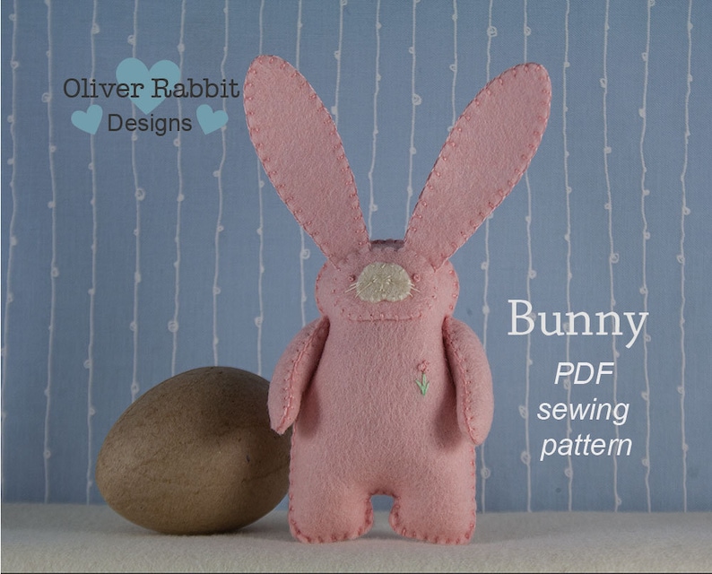 Bunny Plush Pattern Felt Rabbit Pattern Stuffed Animal Etsy