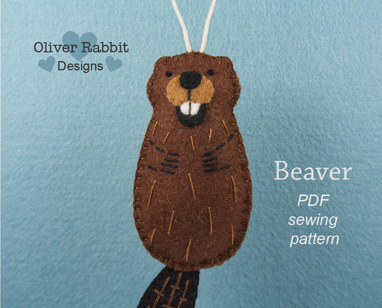 Beaver PATTERN Felt Ornament Pattern Felt Beaver Beaver Etsy