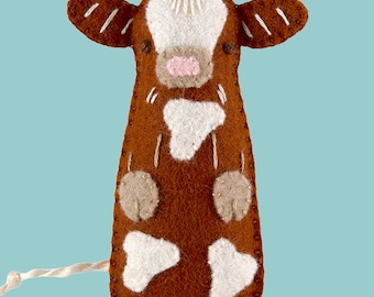 PDF Motif d'ornement en feutre, Motif vache, Couture main, Artisanat en feutre, Cadeau fait main DIY