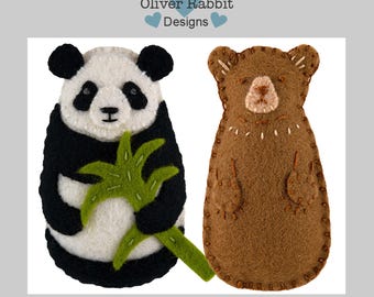 Filz Panda und Bär Ornament Nähen Muster, DIY Handarbeit