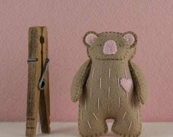 Felt Teddy Bear Stuffie, PDF Sewing Pattern, Stocking Stuffer, DIY Handmade Craft