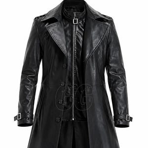 Albert Wesker Cosplay Costume, Black Genuine Leather Trench, Gothic Full Length Gaming Long Coat