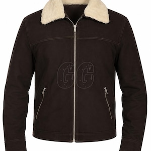 Brown Suede Handmade Leather Jacket | Western Cowboy Biker Coat with Fur Collar | Distressed Survivor Style Jacket With Soft Quilted Lining