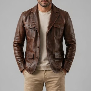 Vintage Leather Car Coat Mens - Etsy