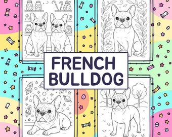 Bulldogge Malbuch Seiten zum Ausdrucken | 4 Malvorlagen zum Ausdrucken | Digitaler Download