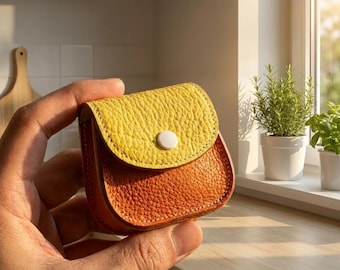 Handmade Leather AirPods Case, Personalized Cowhide Pouch, Gift for Her