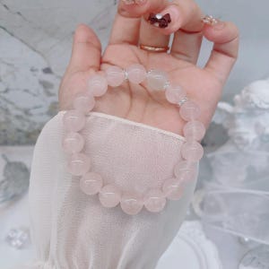 Rose Quartz & Moonstone Bracelet: Handmade Crystal Moon Charm Jewelry