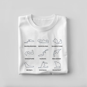 F1 Track Circuit Bundle Shirt Design – 12 Formula 1 Race Circuits SVG PNG, Printable Motorsport Art for Racing Fans, Digital Download