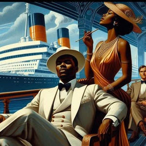 1920s Black Couple Art Deco Print: Harlem Renaissance Cruise (Digital Download)