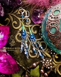 Ombre Teal & Green Boho Dangle Earrings – Long Hand Painted Blue Jewelry for Mystics