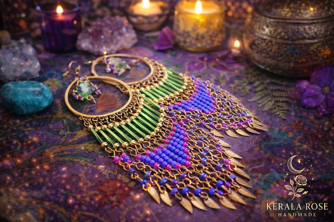 Orecchini Pendenti Bohemien A Foglia In Filigrana - Oro - Leggeri E Lunghi 9,5 Cm - Stile Lampadario Per Donna - Regalo Di Gioielli