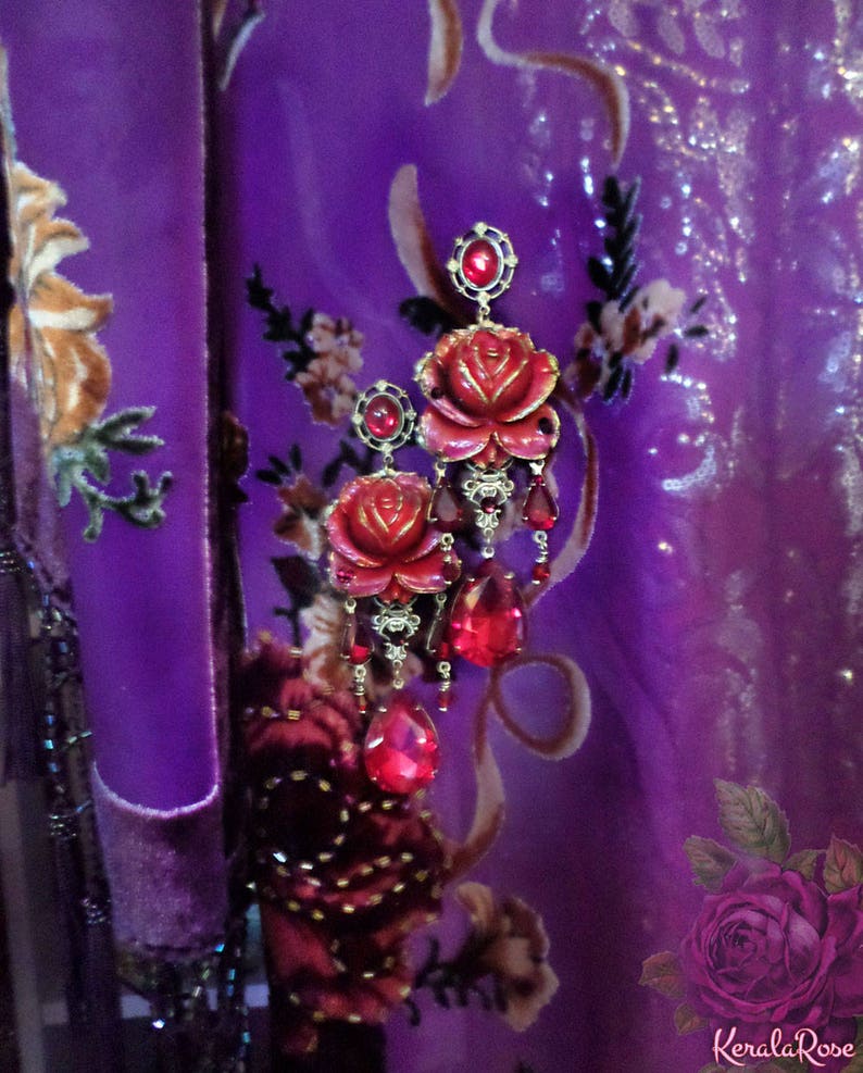 Painted Ruby Red Gypsy Rose Crystal Teardrop Chandelier | Etsy
