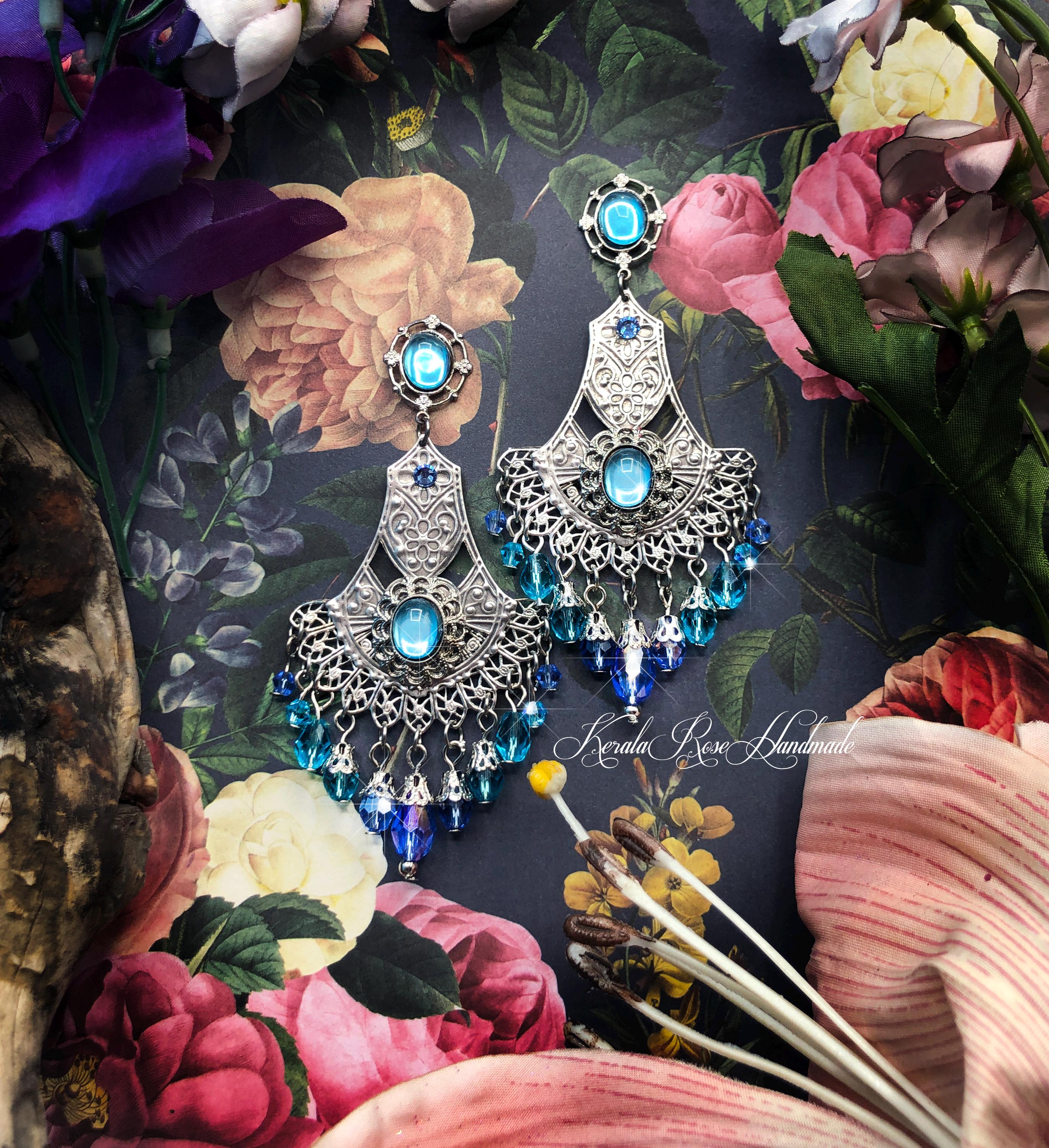 Boucles D'oreilles Fantaisie Doré & Turquoise Avec Strasses - Sans Nickel - Neuf Avec étiquettes