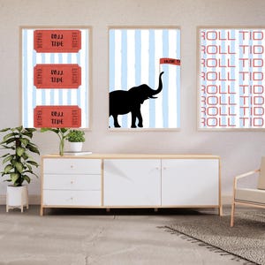 Alabama Crimson Tide Elephant Print: Bama Football Wall Art (Digital Download)