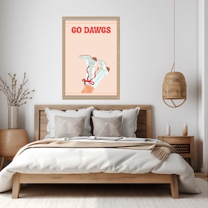 College Wall Art Go Dawgs Georgia Bulldogs Football Print UGA Game Day Decor Digital Download College Sports Poster Dorm Decor