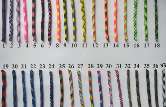 Kids Paracord Bracelets in Unique Mixed Colors. Many Fun New Colors for Kids! for Size Measure Wrist. Order Color Number from Chart.