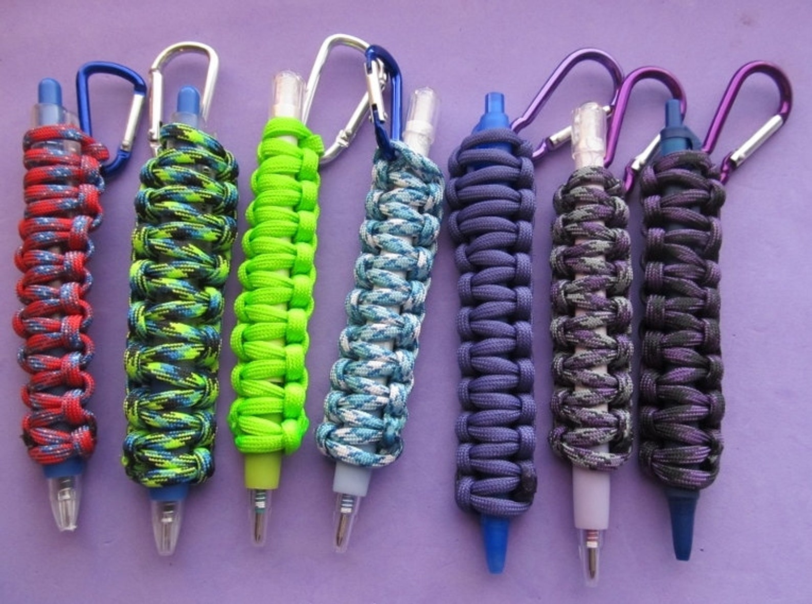 Paracord wrapped PEN with carabiner clip. Pen attaches to back Etsy