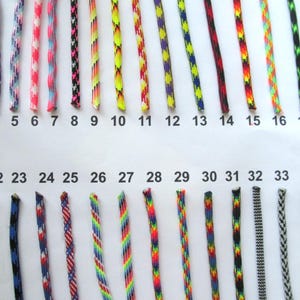 Kids paracord bracelets in unique mixed colors. Many fun NEW 2025 colors! For size measure wrist. Order color number from chart. image 2