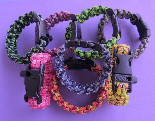 Uxcell Survival Paracord Bracelets, Braided Parachute Bracelet, Purple 