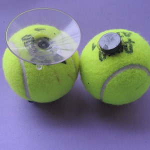 Tennis ball face 'stuff holder'. Unique tennis player gift, party favor holds things, hides things inside. Choose hat, mustache, jewels. image 2