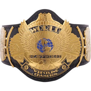 Winged Eagles WWF World Heavyweight Championship Replica Title Belt 4mm Brass Plates In Cowhide Leather Strips.