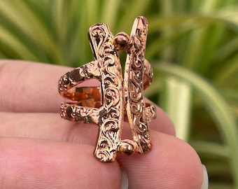 Bague bohème faite main en cuivre | Bijoux tendance uniques avec détails gravés complexes | Cadeau rustique unisexe