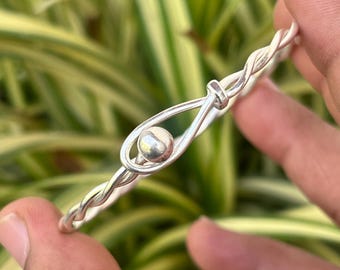 925 Sterling Silver Twisted Knot Handmade Bracelet | Minimalist Jewelry Gift for Women & Men |