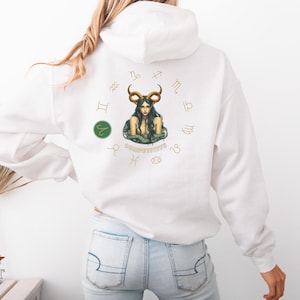 Aries Zodiac Hoodie: Astrology Sweatshirt with Aries Woman Illustration