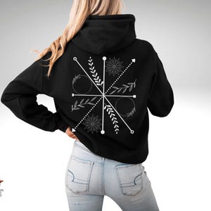 Boho Compass Mandala Hoodie, Mystic Floral Hoodie, Wanderlust Bloom Softly Sweatshirt