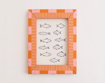 Impressão de parede de peixe azul: decoração costeira minimalista (download digital)