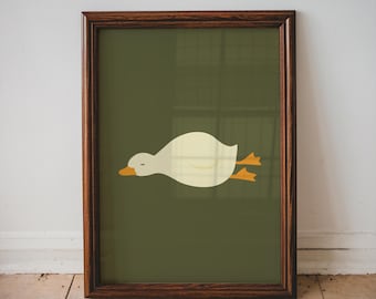 Impresión de ganso: Arte minimalista de pared con patos, decoración rústica y caprichosa (descarga digital, 5x7)