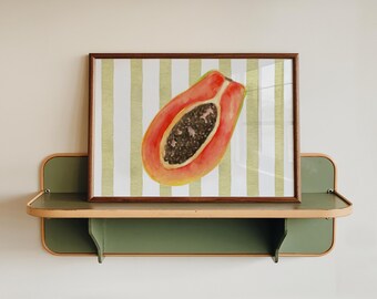 Papaya Watercolor Print: Botanical Kitchen Wall Art (Digital Download