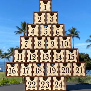 Wooden Advent Calendar - Merry Christmas - 24 days
