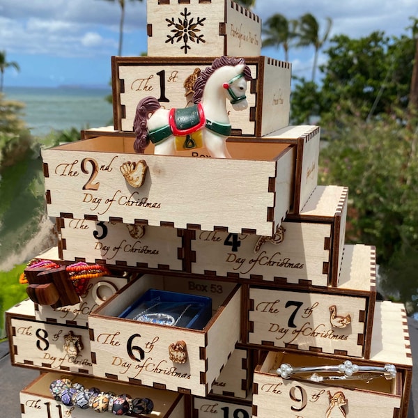 Fill Large 12 Days of Christmas Tree Chest with Gift Cards and Gifts for your Loved One!