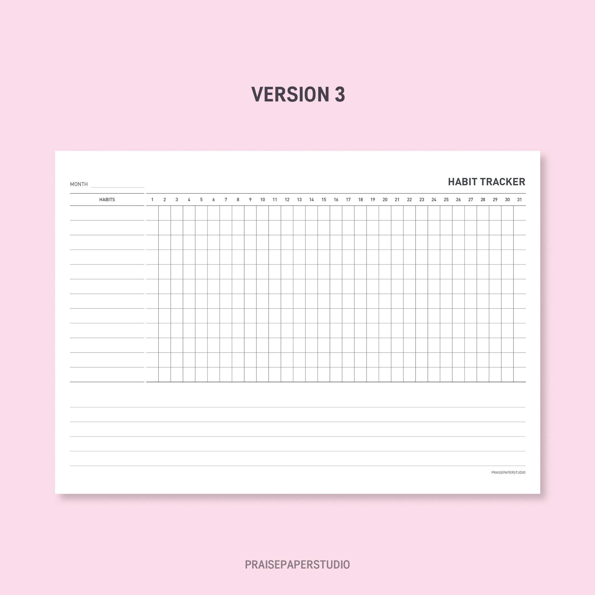 Monthly Habit Tracker Printable & Fillable PDF | Daily Routine Log - Etsy