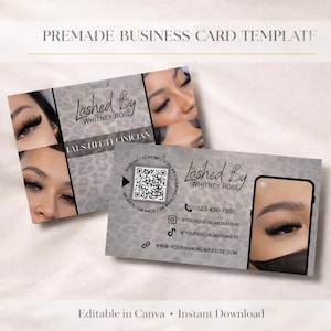 Lash Tech Business Card Template, Luxury Leopard Print Branding (Instant Download)