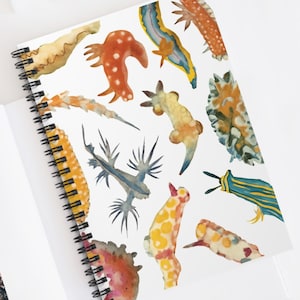 Nudibranch Note Book, Spiral Bound, Sea Slug Journal, Marine Life Sketchbook, Ocean Inspired Diary, Writer Gift