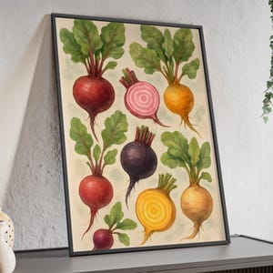 Rote Beete Aquarell Bild, gerahmt Kunstdruck, Küchendeko, Gemüse Illustration, Wand Kunst, Food Illustration, Geschenk Idee