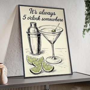 Cocktail Shaker Print, Wall Art, Martini Glasses, Cocktail Maker, Espresso Martini, Bartender, Drink Mixer, Kitchen Decor
