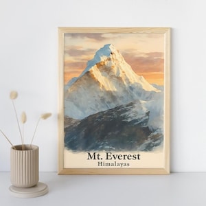 Mount Everest Druck, Bergwandkunst, Abenteuerdekor, Wandergeschenk, Landschaftsdruck, Hauswanddekor, Naturkunstwerk