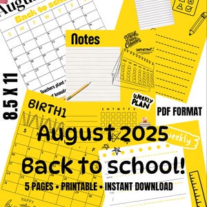 August 2025 Teacher Planner Printable | Back to School Monthly Calendar | Weekly Plan, Birthdays & To-Do | Instant Download PDF