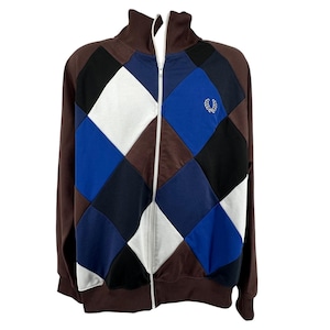 Chaqueta deportiva Fred Perry Argyle Streetwear Retro Vintage Indie Mod para hombre XL Marrón