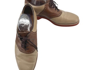 Dexter Saddle Shoes Mens 12 W Tan Brown 733169 Made in USA Vintage VTG Retro