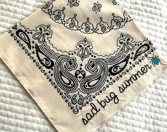 Sad Bug Summer/Noah Kahan inspired Bandana - Cream color