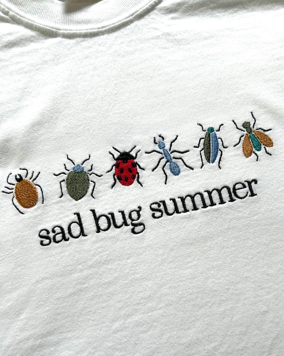Sad Bug Summer Embroidered T-shirt 3 Colors - Etsy