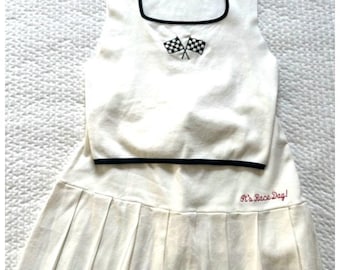 Ribbed light sweater skirt set. F1/Indy Inspired. Off white. 2 sizes