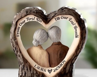 From Our First Kiss Till Our Last Breath Personalized Couple Acrylic Plaque, Custom Names Anniversary Gift, Romantic Couple Home Decor