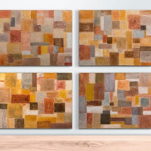 18&quot; x 24&quot; Geometric Metallic Original Abstract Painting Set, Contemporary Art Canvas, Oil | A Village 1-4 | Jill Krutick Fine Art